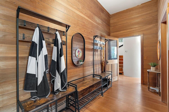 8282 W Harrison Rd, Mears, MI 49436 - hall featuring wood walls and wood finished floors