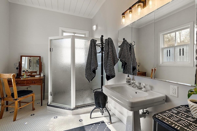 8282 W Harrison Rd, Mears, MI 49436 - full bathroom with a shower stall
