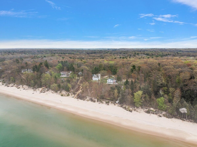 8282 W Harrison Rd, Mears, MI 49436 - view of property location featuring a heavily wooded area and waterfront with a beach