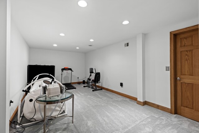 9997 Applegate Ln, Brighton, MI 48114 - workout area with carpet flooring, recessed lighting, and baseboards