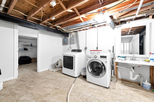 38342 Sleigh Dr, Sterling Heights, MI 48310 - washroom with independent washer and dryer and electric panel