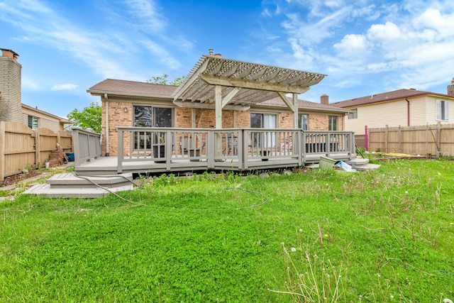 38342 Sleigh Dr, Sterling Heights, MI 48310 - rear view of property featuring brick siding, a pergola, and a wooden deck