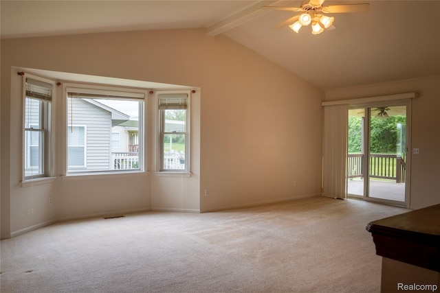 4359 Springbrook Dr, Swartz Creek, MI 48473 - unfurnished living room with a ceiling fan, light colored carpet, and baseboards