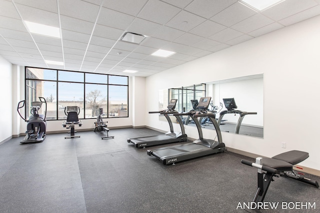 159 S River Ave Unit 503, Holland, MI 49423 - workout area featuring a drop ceiling and baseboards