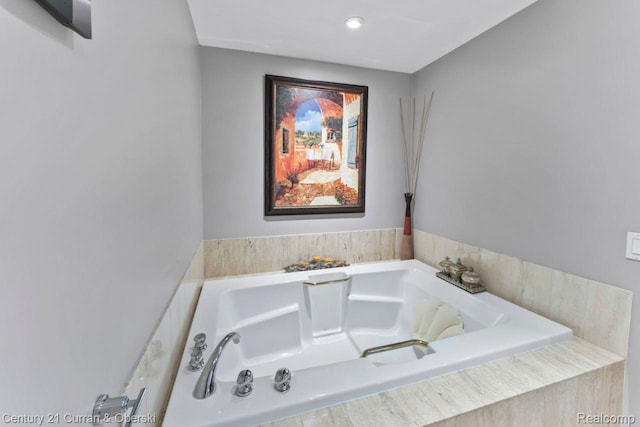 26155 Timber Trl, Dearborn Heights, MI 48127 - full bathroom featuring a garden tub and recessed lighting