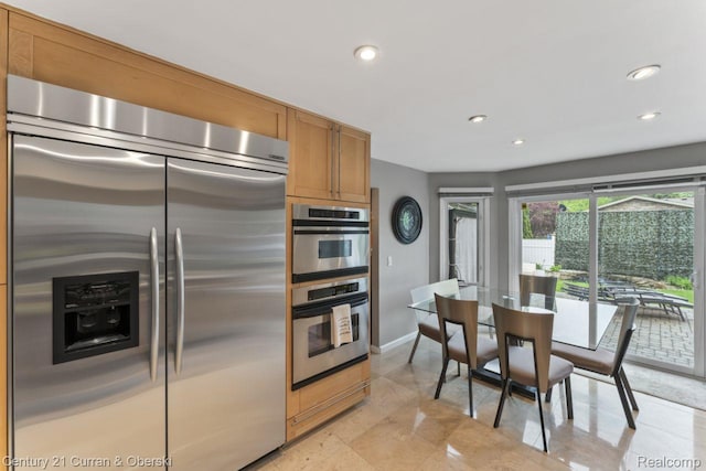 26155 Timber Trl, Dearborn Heights, MI 48127 - kitchen with stainless steel appliances, recessed lighting, and baseboards
