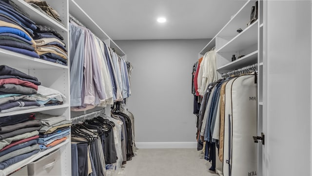 walk in closet featuring carpet