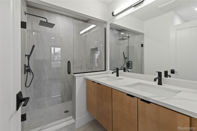 5222 Avery St Unit 6, Detroit, MI 48208 - full bathroom featuring a stall shower and double vanity