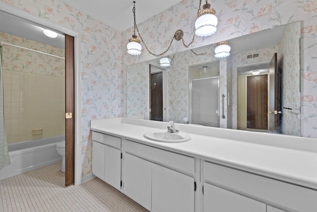 35980 Ann Arbor Trl, Livonia, MI 48150 - full bathroom featuring tile patterned floors, vanity, bathtub / shower combination, and toilet
