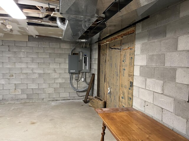 8711 M-37, Irons, MI 49644 - unfinished below grade area featuring electric panel and concrete block wall