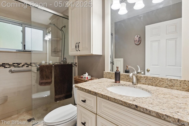 6605 Northview Dr, Clarkston, MI 48346 - full bathroom featuring vanity, a shower stall, and toilet