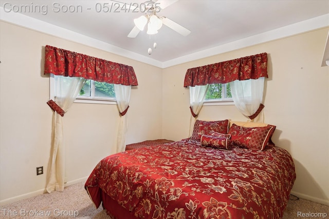 6605 Northview Dr, Clarkston, MI 48346 - carpeted bedroom with multiple windows, baseboards, and ceiling fan