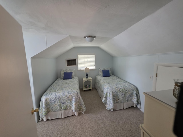 5022 N Ford Lake Rd, Fountain, MI 49410 - carpeted bedroom with vaulted ceiling and an AC wall unit