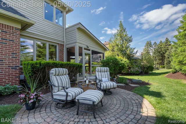 966 Mcdonald Dr, Northville, MI 48167 - view of patio featuring a sunroom