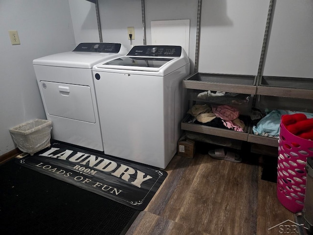 3775 N Hemlock Rd, Hemlock, MI 48626 - laundry room with washer and dryer and wood finished floors