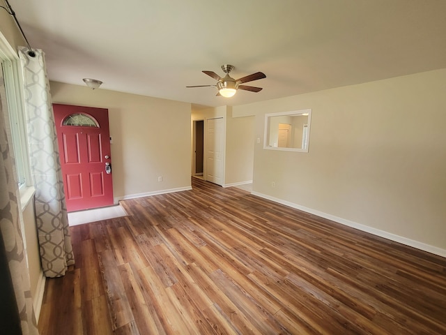 16442 Brandt St, Romulus, MI 48174 - unfurnished room featuring ceiling fan, baseboards, and wood finished floors