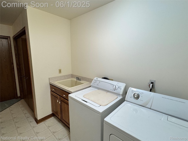 3052 Rivers Edge Dr, Wayne, MI 48184 - laundry room featuring independent washer and dryer, cabinet space, and baseboards