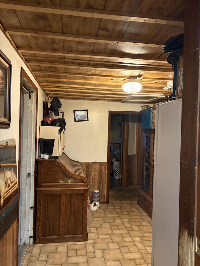 8000 Derry Rd, Vestaburg, MI 48891 - finished below grade area with a wainscoted wall, wooden ceiling, and wooden walls