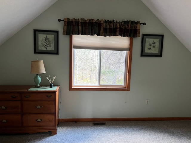 11055 Kopko Trl, Roscommon, MI 48653 - carpeted bedroom with vaulted ceiling and baseboards
