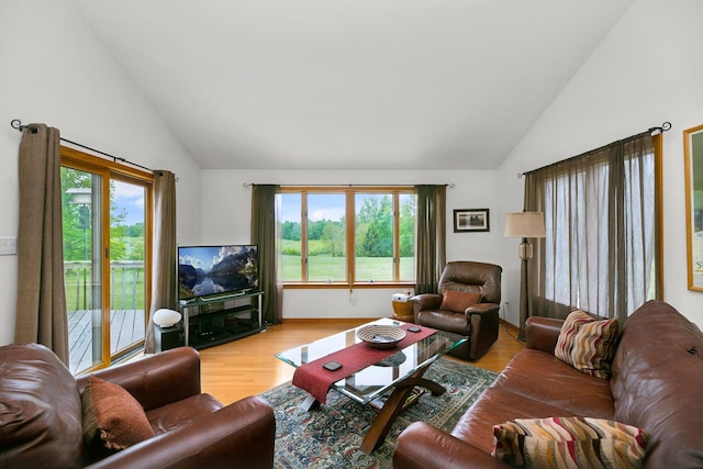 838 Able Rd, Buchanan, MI 49107 - living room featuring light wood finished floors and high vaulted ceiling