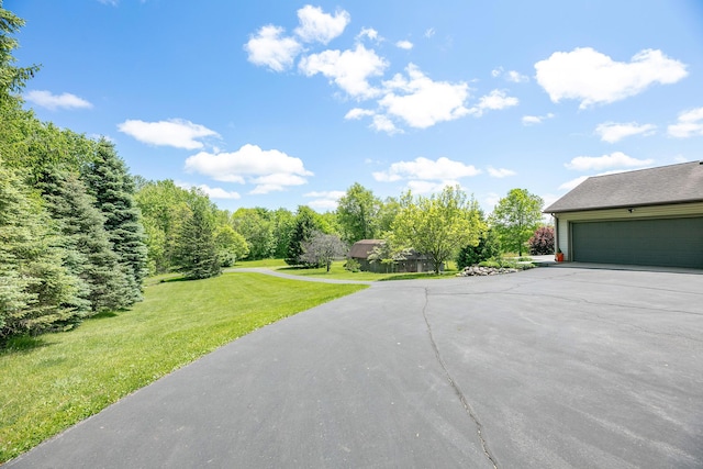 838 Able Rd, Buchanan, MI 49107 - view of green lawn with driveway and a garage