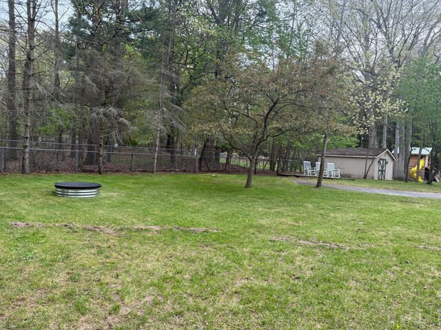 6035 W Trails End Rd, Ludington, MI 49431 - view of yard featuring a storage shed and an outbuilding