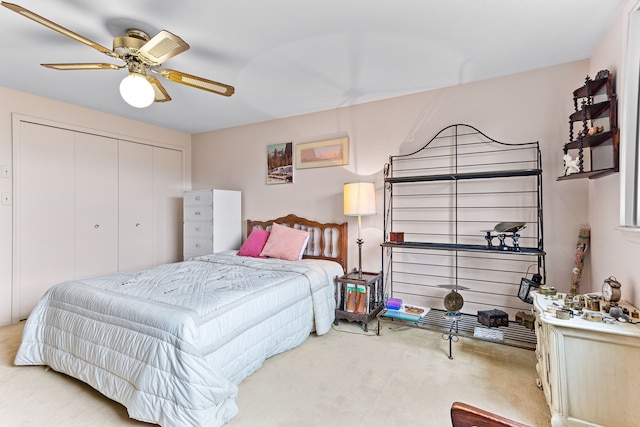 bedroom with a closet and a ceiling fan