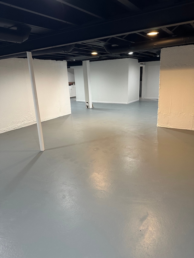 view of finished basement