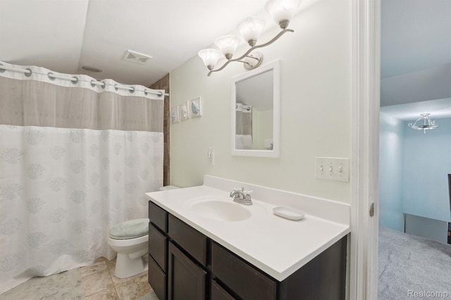 5160 N Milford Rd, Highland, MI 48356 - full bathroom with vanity, toilet, and a shower with shower curtain