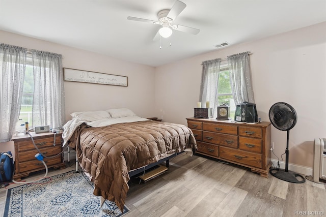 5160 N Milford Rd, Highland, MI 48356 - bedroom featuring light wood-type flooring, ceiling fan, and baseboards