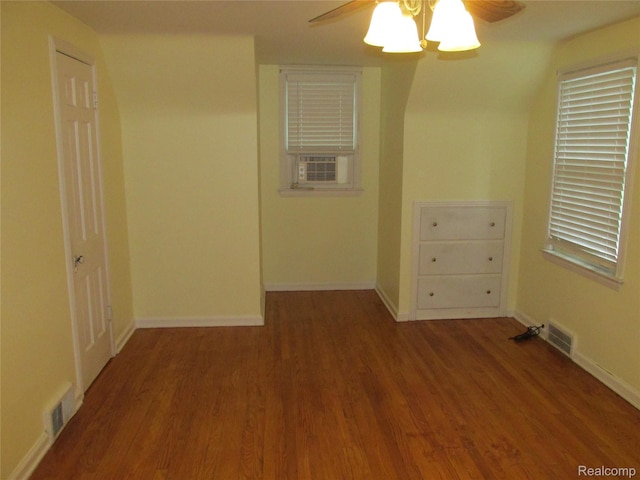 11356 Balfour Rd, Detroit, MI 48224 - empty room featuring ceiling fan, wood finished floors, baseboards, and cooling unit