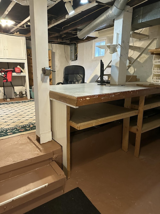 basement with electric panel
