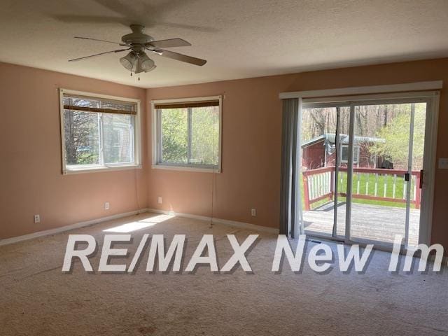 1944 S M 18 Hwy, Gladwin, MI 48624 - unfurnished room with ceiling fan, carpet flooring, and baseboards
