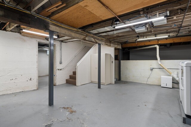1054 Ferdon Rd, Ann Arbor, MI 48104 - unfinished basement featuring stairs and concrete block wall