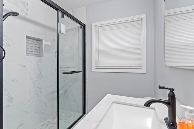 20172 Stotter St, Detroit, MI 48234 - full bathroom with a marble finish shower and a sink