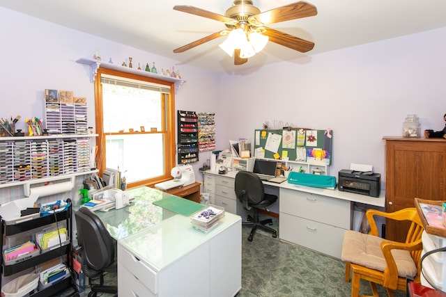 906 Village Dr, Davison, MI 48423 - carpeted office space with ceiling fan