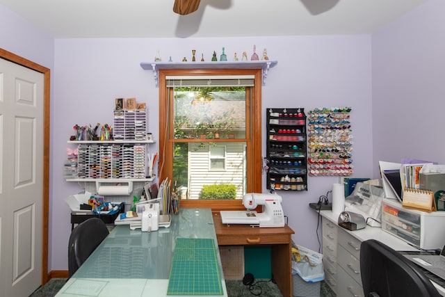 906 Village Dr, Davison, MI 48423 - office space featuring ceiling fan and baseboards