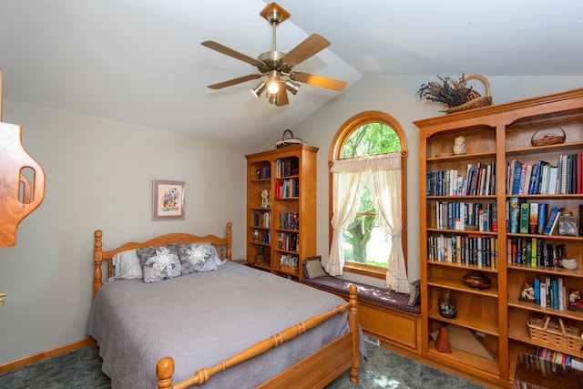 906 Village Dr, Davison, MI 48423 - bedroom featuring lofted ceiling, carpet floors, and baseboards