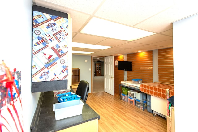 906 Village Dr, Davison, MI 48423 - office featuring wood finished floors and a paneled ceiling