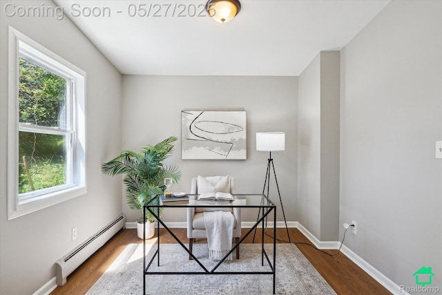 243 Reno St, Lake Orion, MI 48362 - office featuring baseboard heating, wood finished floors, plenty of natural light, and baseboards
