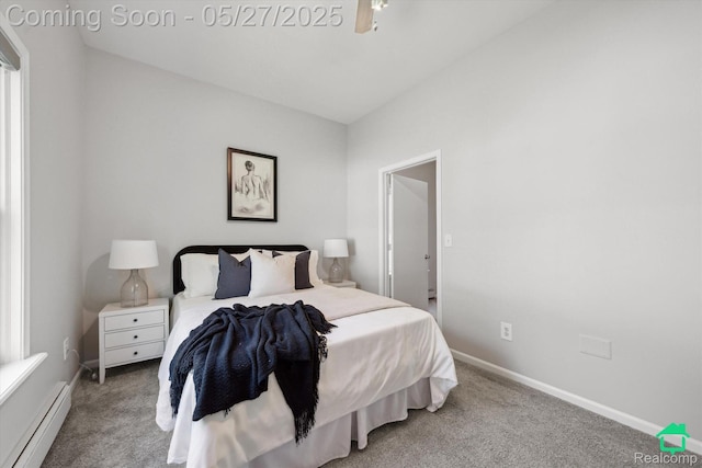 243 Reno St, Lake Orion, MI 48362 - bedroom featuring a baseboard radiator, carpet floors, baseboards, and ceiling fan