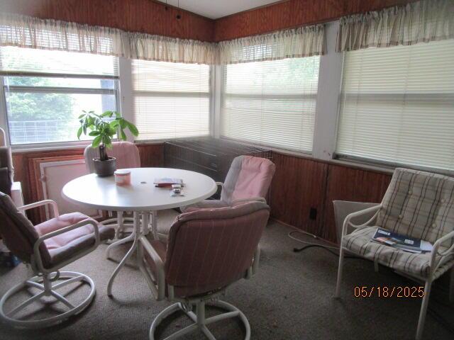 260 W Saint Joseph St, Coloma, MI 49038 - sunroom featuring carpet floors and wood walls