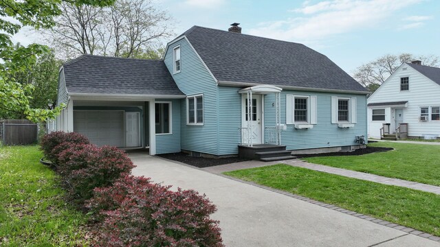 6 Congress Ct Unit D, Saginaw, MI 48602 - view of front of property featuring a garage, a shingled roof, a chimney, and driveway