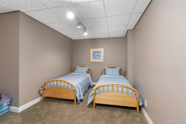 4470 Coastal Pkwy, White Lake, MI 48386 - carpeted bedroom featuring a paneled ceiling and baseboards