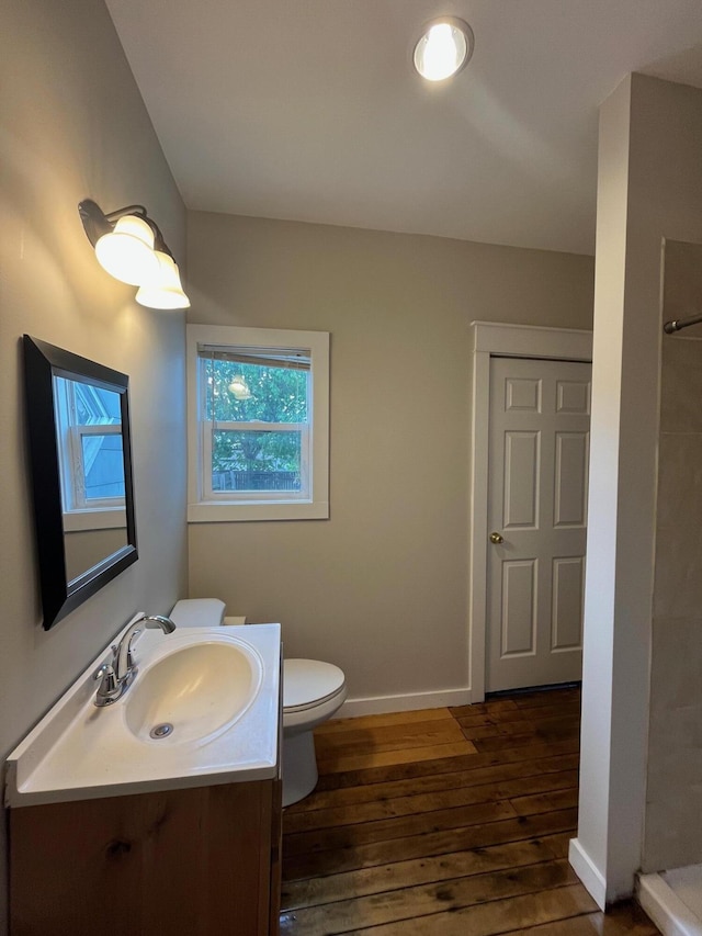 611 New Ave SW, Grand Rapids, MI 49503 - full bathroom featuring hardwood / wood-style floors, tiled shower, vanity, and toilet