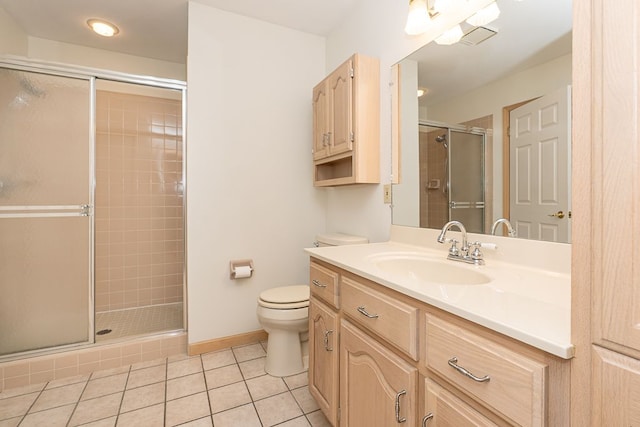 8187 Sawgrass Trl, Grand Blanc, MI 48439 - full bath featuring a stall shower, tile patterned floors, toilet, vanity, and baseboards