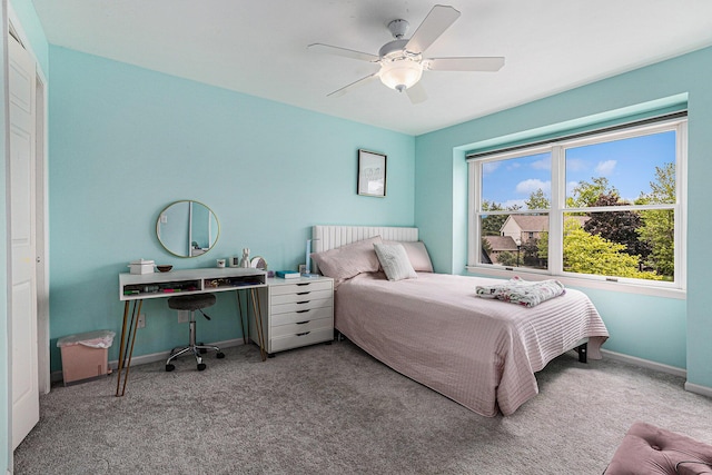 1817 High Pointe Ln, Ann Arbor, MI 48108 - carpeted bedroom featuring baseboards and ceiling fan