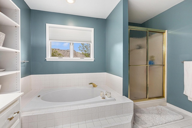 1817 High Pointe Ln, Ann Arbor, MI 48108 - full bathroom featuring a shower stall, a bath, and vanity