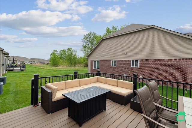 5104 Hawkseye Trce, Warren, MI 48092 - wooden terrace featuring an outdoor hangout area and a yard
