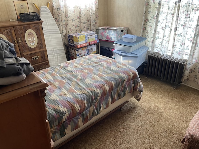 9 N Michigan Ave, Shelby, MI 49455 - bedroom with radiator heating unit, carpet floors, and wallpapered walls